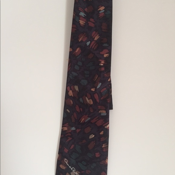 Vintage Oscar De La‎ Renta Purple Abstract Art Neck Tie - Picture 5 of 6